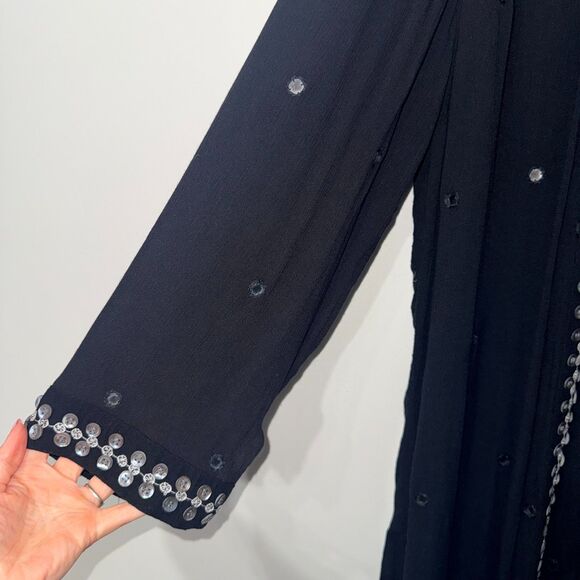 Soft Surroundings Rafina Gauze Longline Topper - Black 1X - Picture 7 of 11